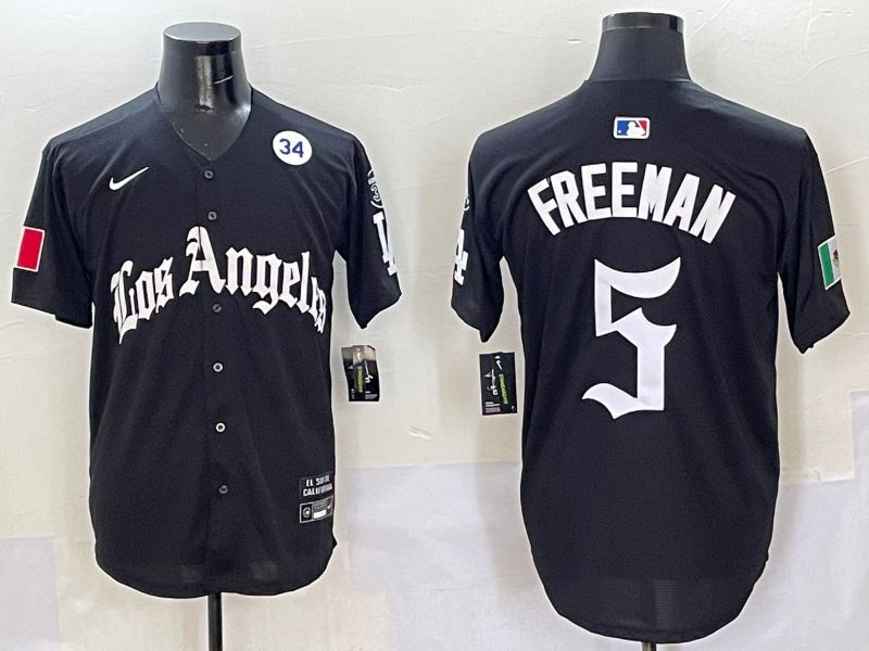 Men Los Angeles Dodgers #5 Freeman Black Five generations Joint Name 2025 Nike MLB Jersey style 11->los angeles dodgers->MLB Jersey